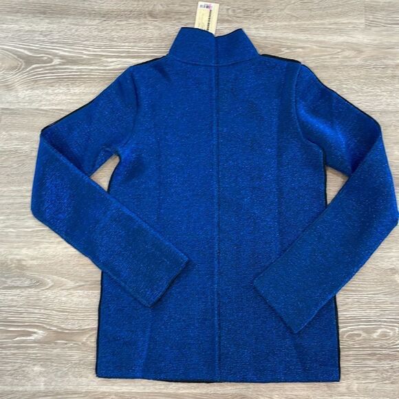 GOLDEN GOOSE Neon Blue Diana Lurex Neoprene Top Size XS Mock Neck Sweatshirt - Picture 11 of 11